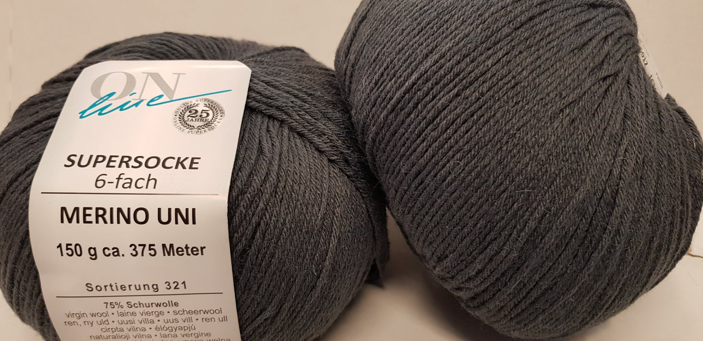 Supersocke 6-fach Merino Uni