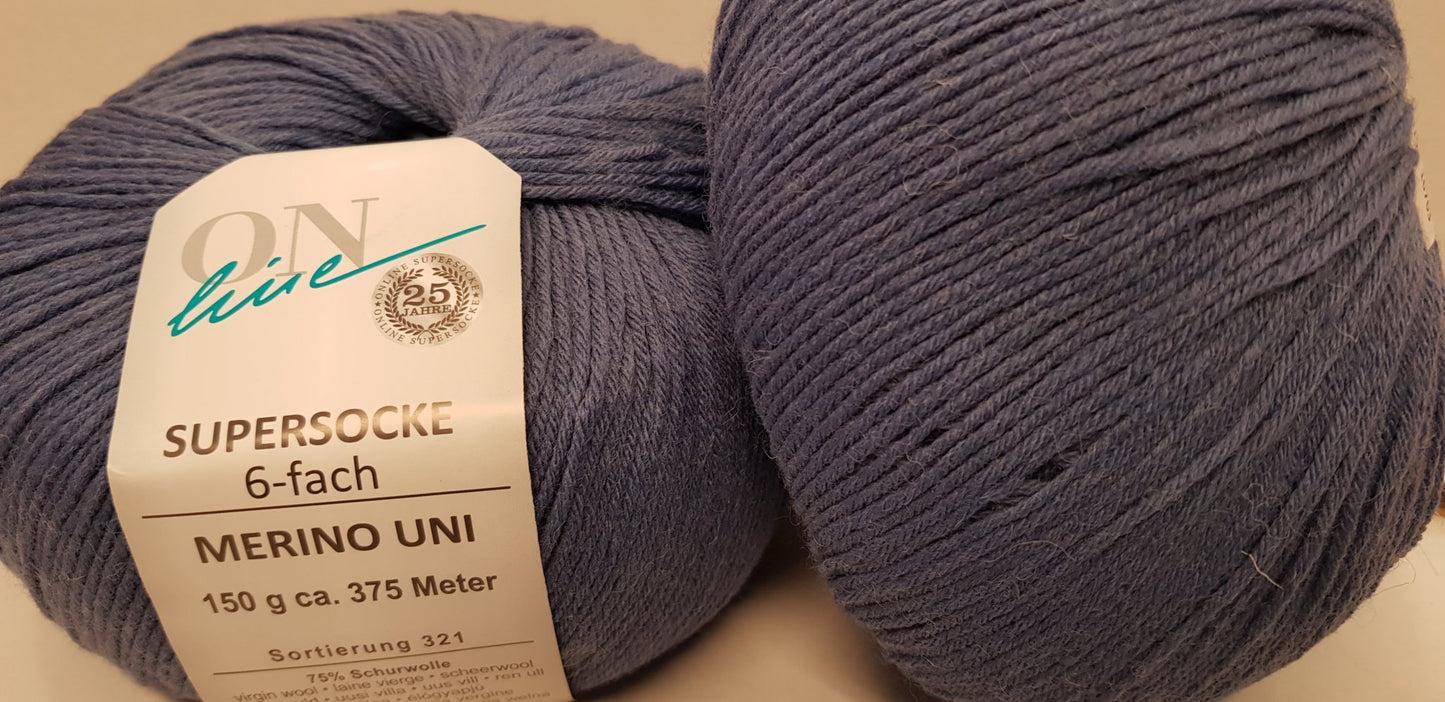 Supersocke 6-fach Merino Uni