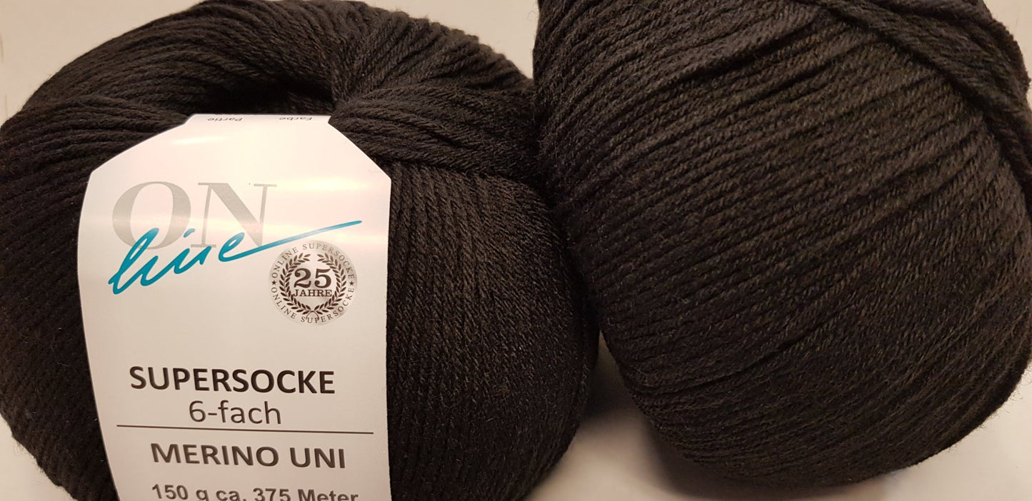 Supersocke 6-fach Merino Uni