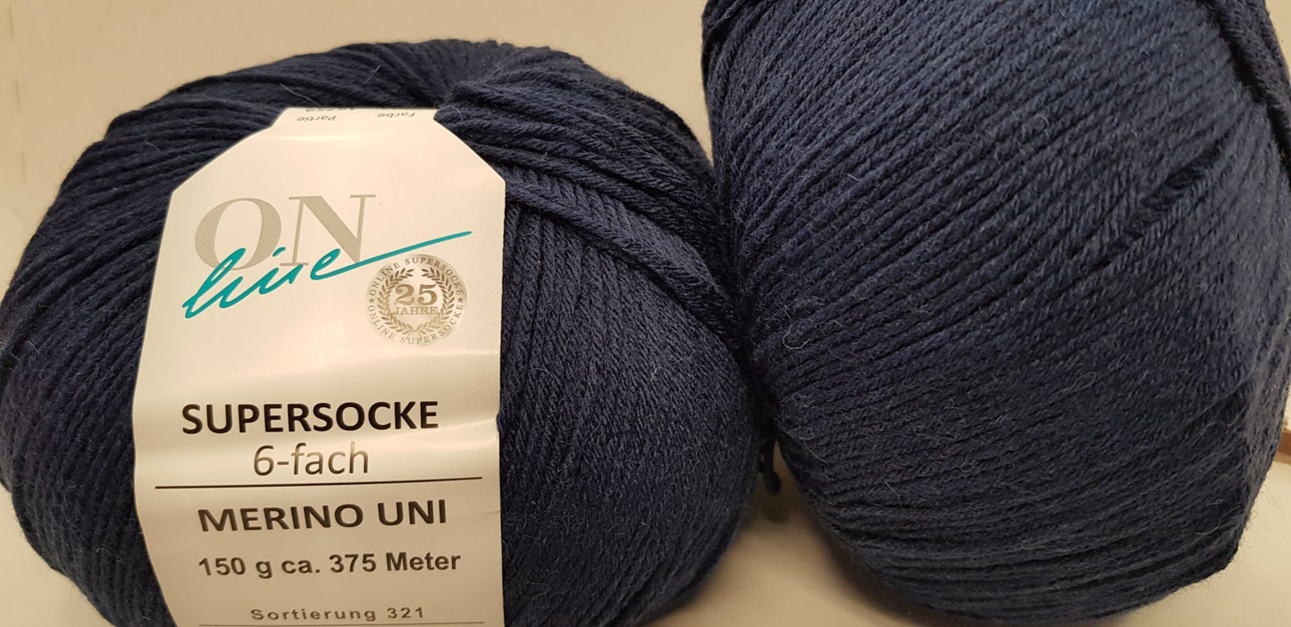 Supersocke 6-fach Merino Uni