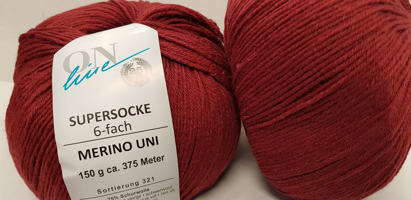 Supersocke 6-fach Merino Uni