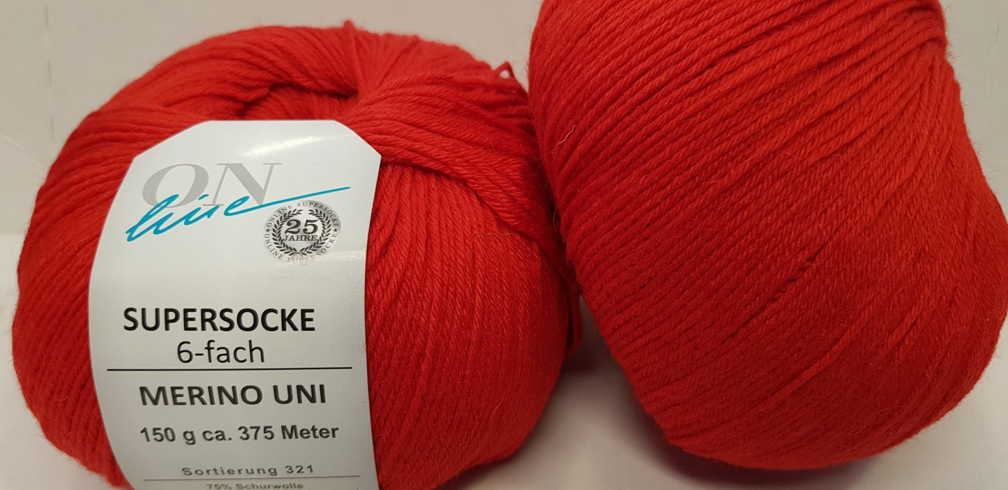Supersocke 6-fach Merino Uni