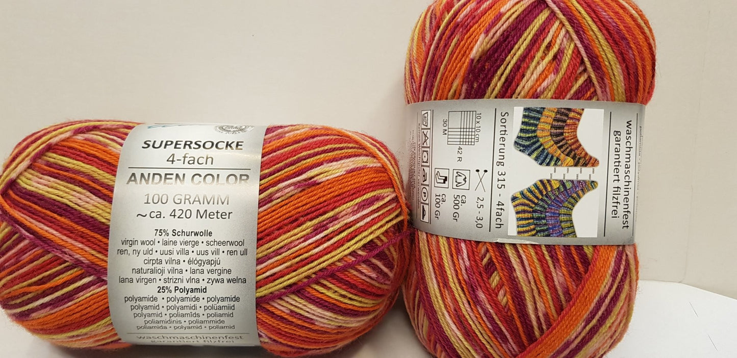Supersocke 4-fach Anden Color