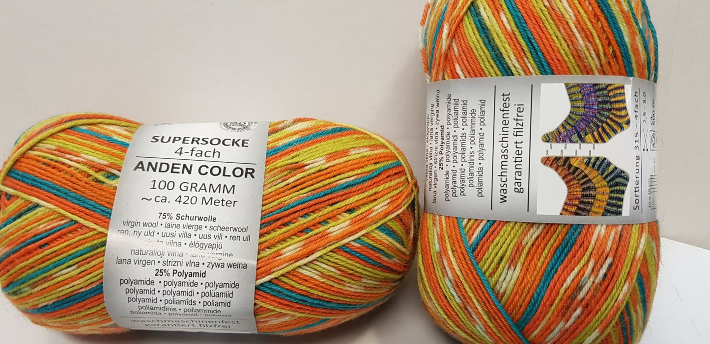 Supersocke 4-fach Anden Color