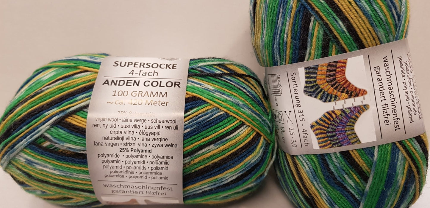 Supersocke 4-fach Anden Color
